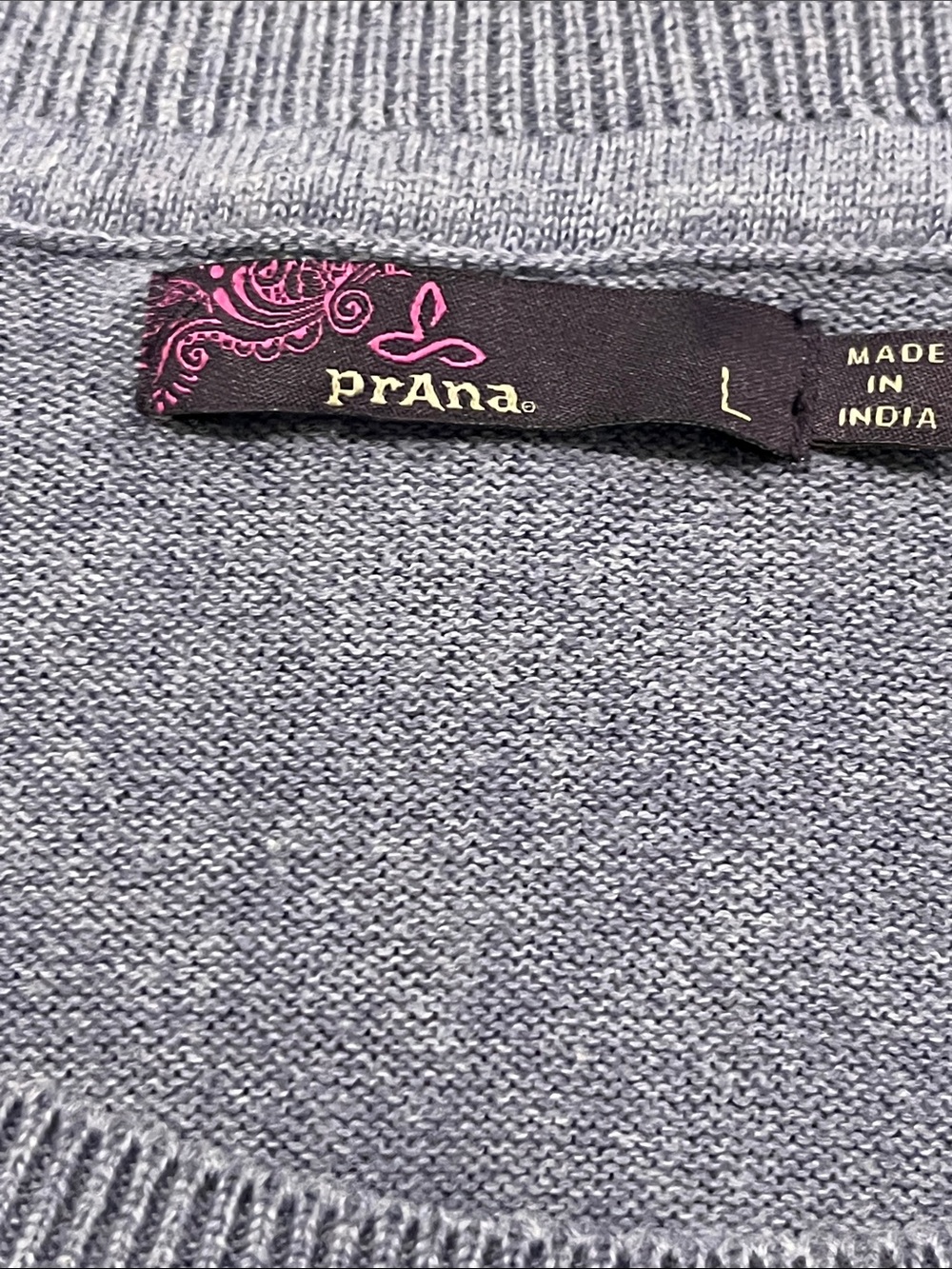 Prana Light Gray/purple Knit Pullover with Pink Logo Tag